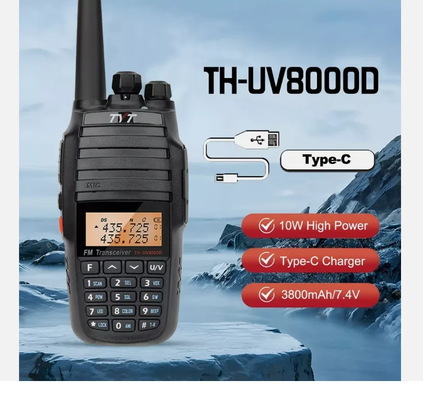 TYT TH-UV8000D Type-C Charging Dual Band 10W Cross Band Reapeater Amateur Radio