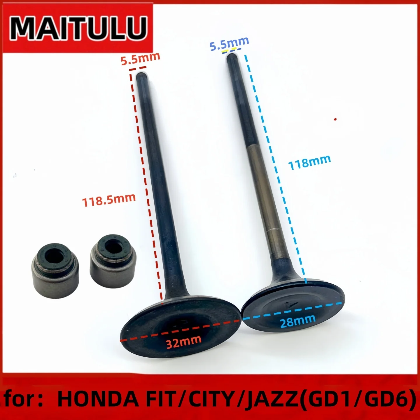 

Car Intake Valve and Exhaust Valves Set Fit For HONDA FIT/CITY/JAZZ(GD1/GD6) 2003 2004 2005 2006 2007 2008 32mm 118.5mm 5.5mm