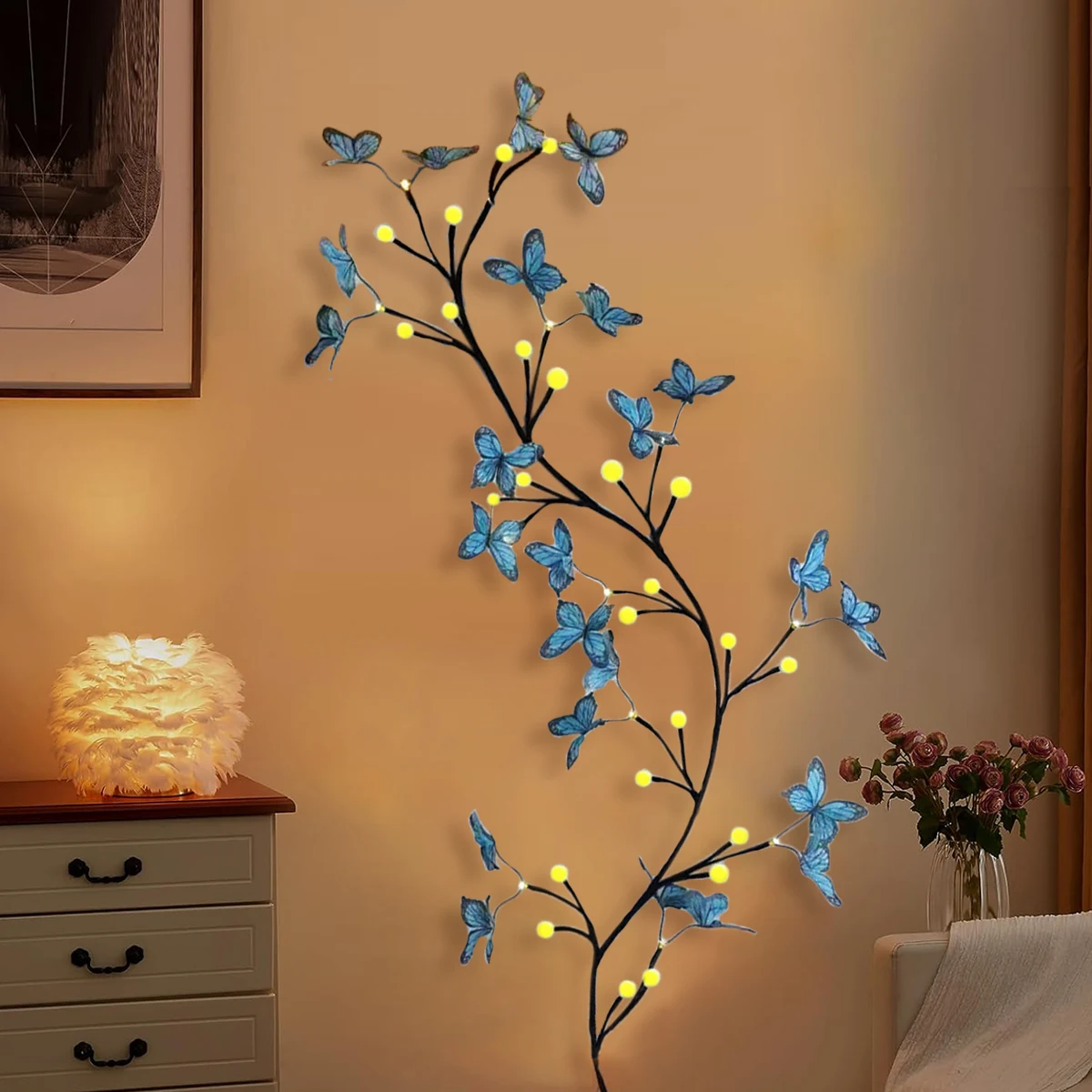 

1pc Butterfly vine lights are suitable for Halloween and Christmas, creating a festive atmosphere in bedrooms and living rooms