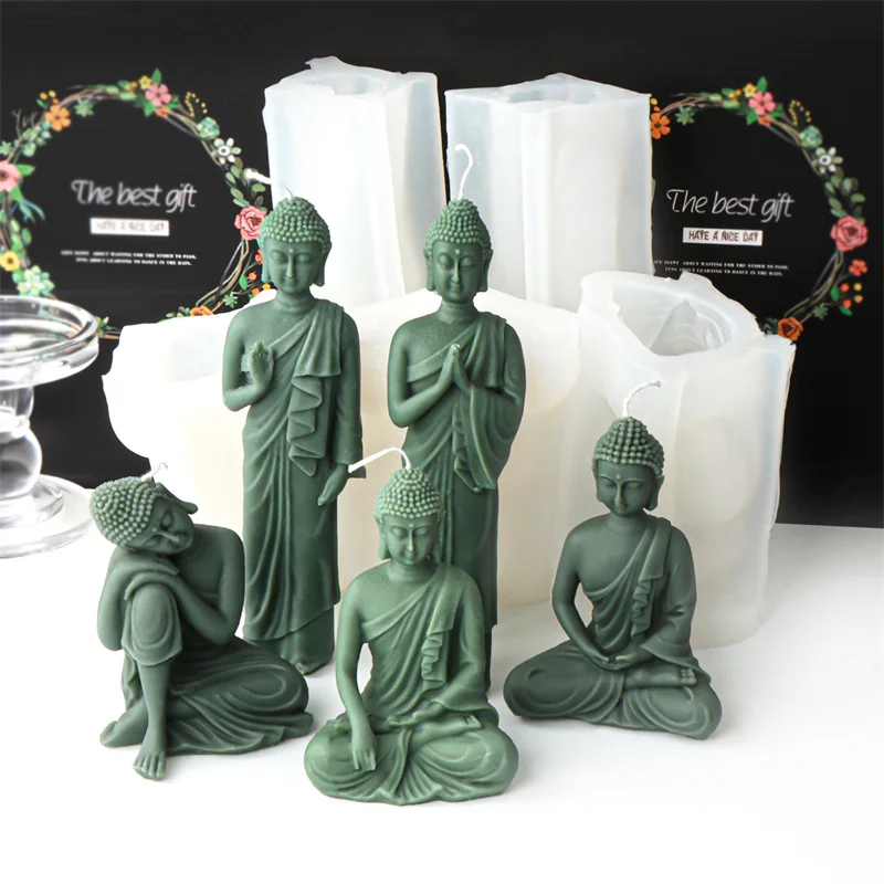 

3D Polymorphic Buddha Silicone Candle Mold Amitabha Buddha Gypsum Mold Handmade Soap Incense Mold Religion Home Crafts Ornaments