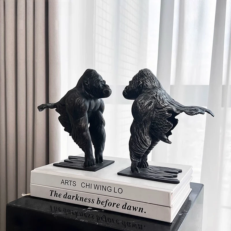 Modern Art Home Decor Metal Figurines Creative Gorilla Ornaments Animal Model Living Room Study Hotel Sample Room Decorations