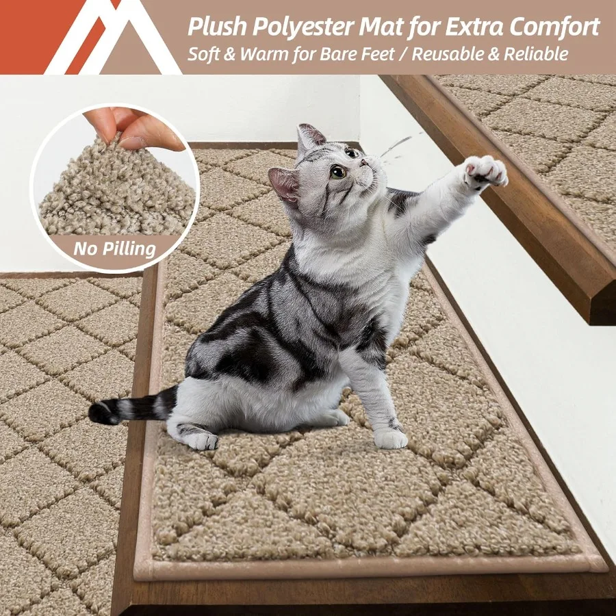 غير قابل للانزلاق درج داخلي 28 بوصة × 9 بوصة للخطوات الخشبية مع 100 بوليستر TPE دعم متفوقا درج معالجة سجاد لـ و #3