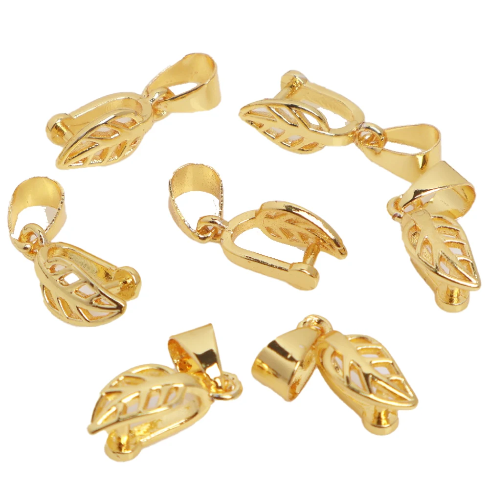 5pcs 18K Gold Plated Brass Platinum Pendant Bails Pinch Clip Bail Clasp Dangle Charm Clasp for Necklace Jewelry DIY Craft Making