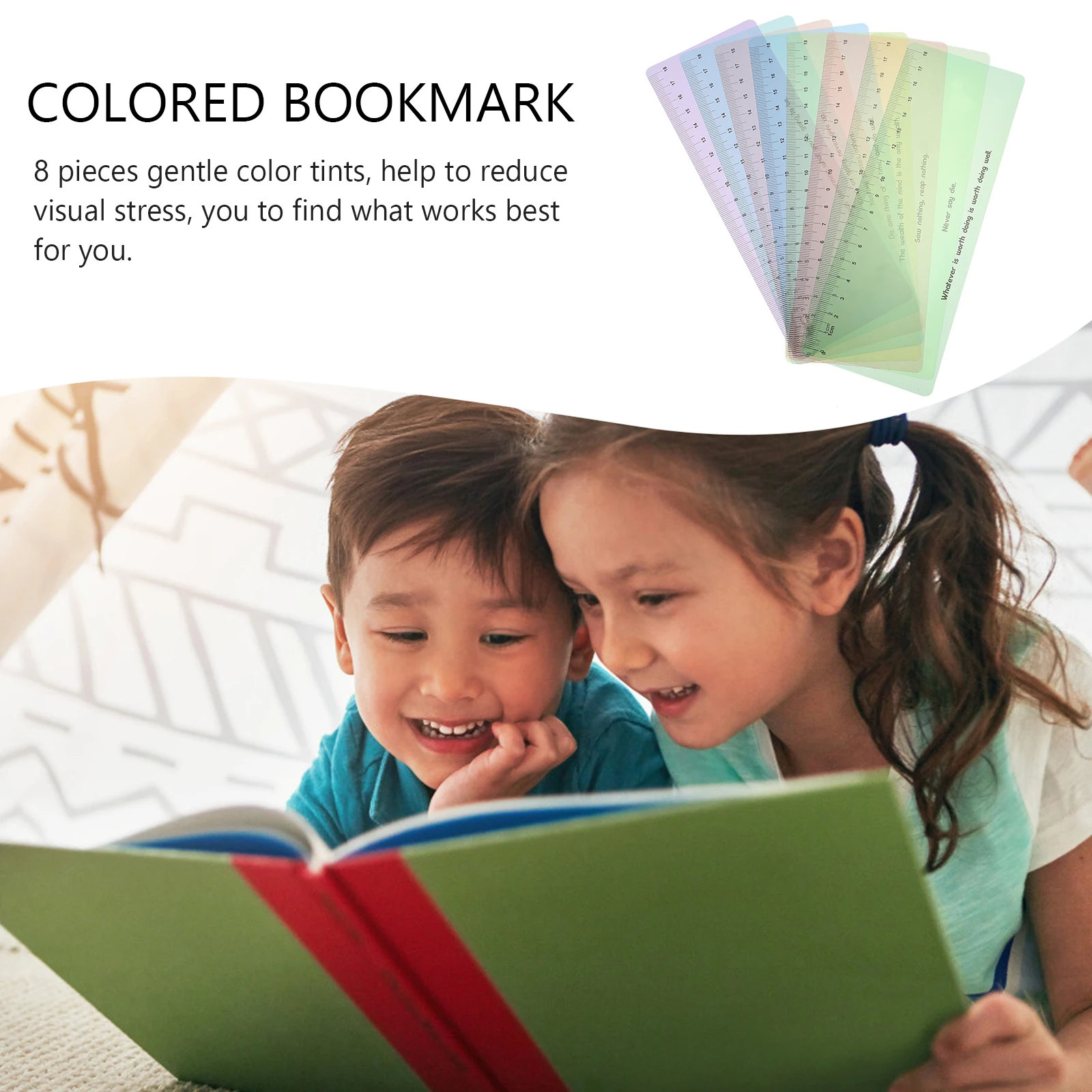 8 pezzi di righelli di tracciamento della lettura Strisce sovrapposte colorate Segnalibro guidato Evidenzia aiuto per la dislessia e la messa a fuoco della lettura