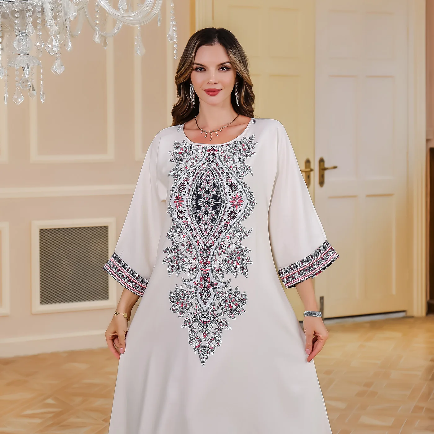 Luxury Dubai Abayas for Women Pearl Muslim Dress Turkey Robe Eid Djellaba Islam Clothing Ramadan Arabic Caftan Marocain Femme