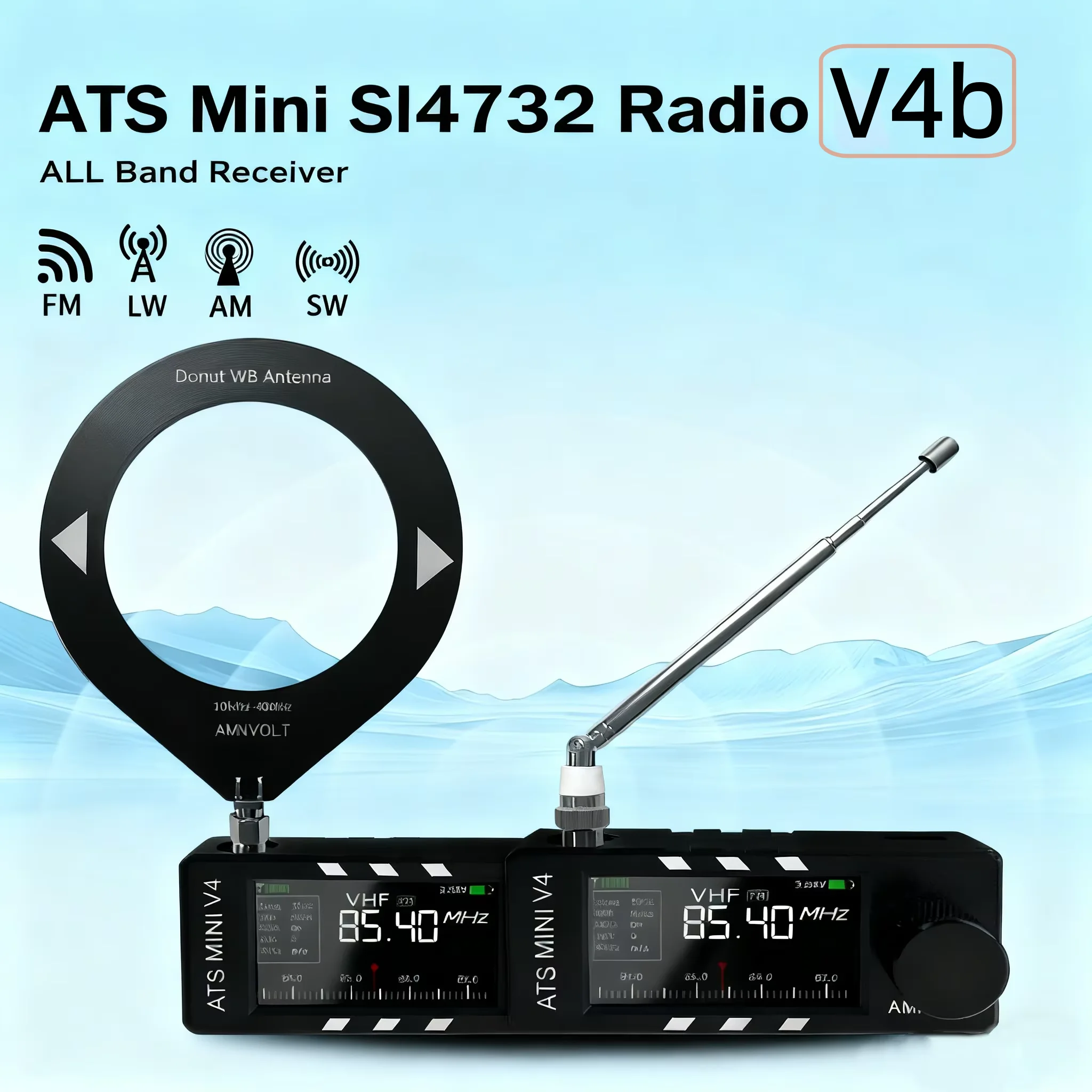 Radio AMNVOLT V4b ATS MINI SI4732, Radio DSP de TODAS las Bandas FM AM SSB LSB USB, Receptor con Circuito Amplificador de Auriculares Hi-Z Integrado