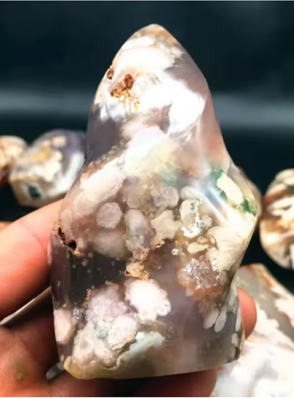 Natural Quartz Cherry Blossom Agate Torch, Home Decoration, Chakras