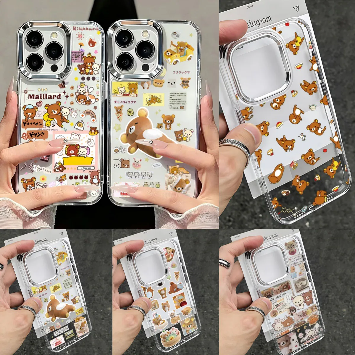 Cute R-Rilakkuma CroissantS Phone Case for Samsung Galaxy S26 S25 S24 S23 Note20 FE Ultra Edge Plus 5G Transparent Soft Cover