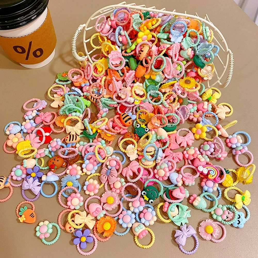 Cartoon Cute Rubber Band Hair Accessories for Little Girls 20/30/50pcs Pack Non-Hurting Hair Ties Circle Headbands