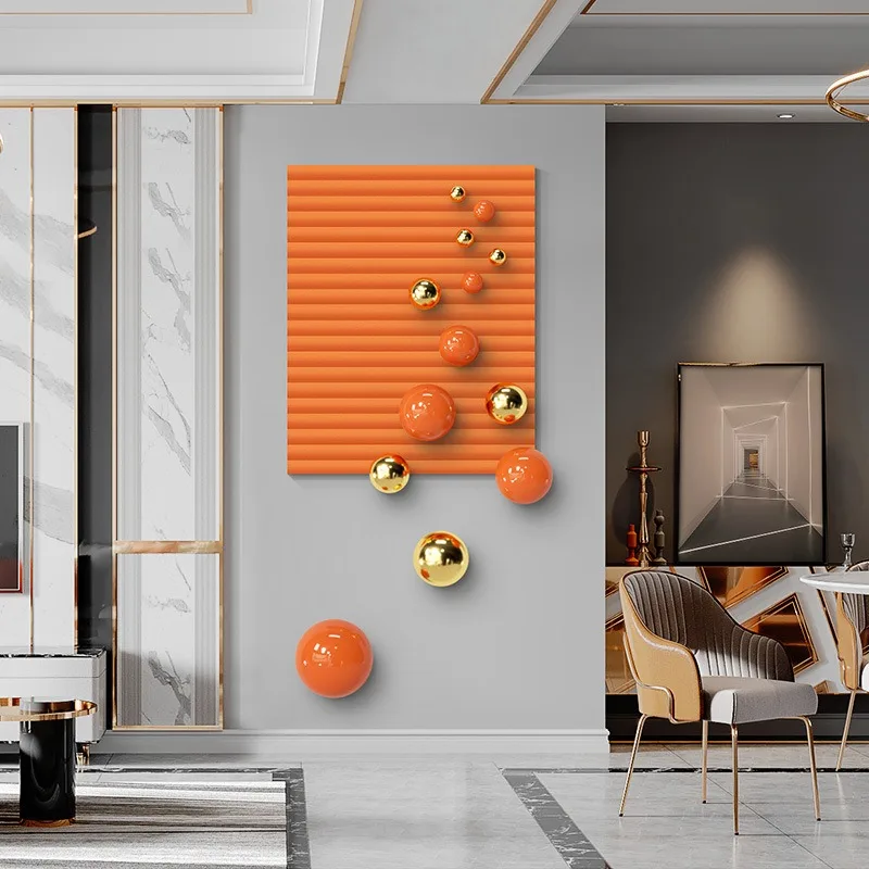 Entrance decoration painting 3D three-dimensional minimalist corridor through the wall high-end sphere physical hanging painting