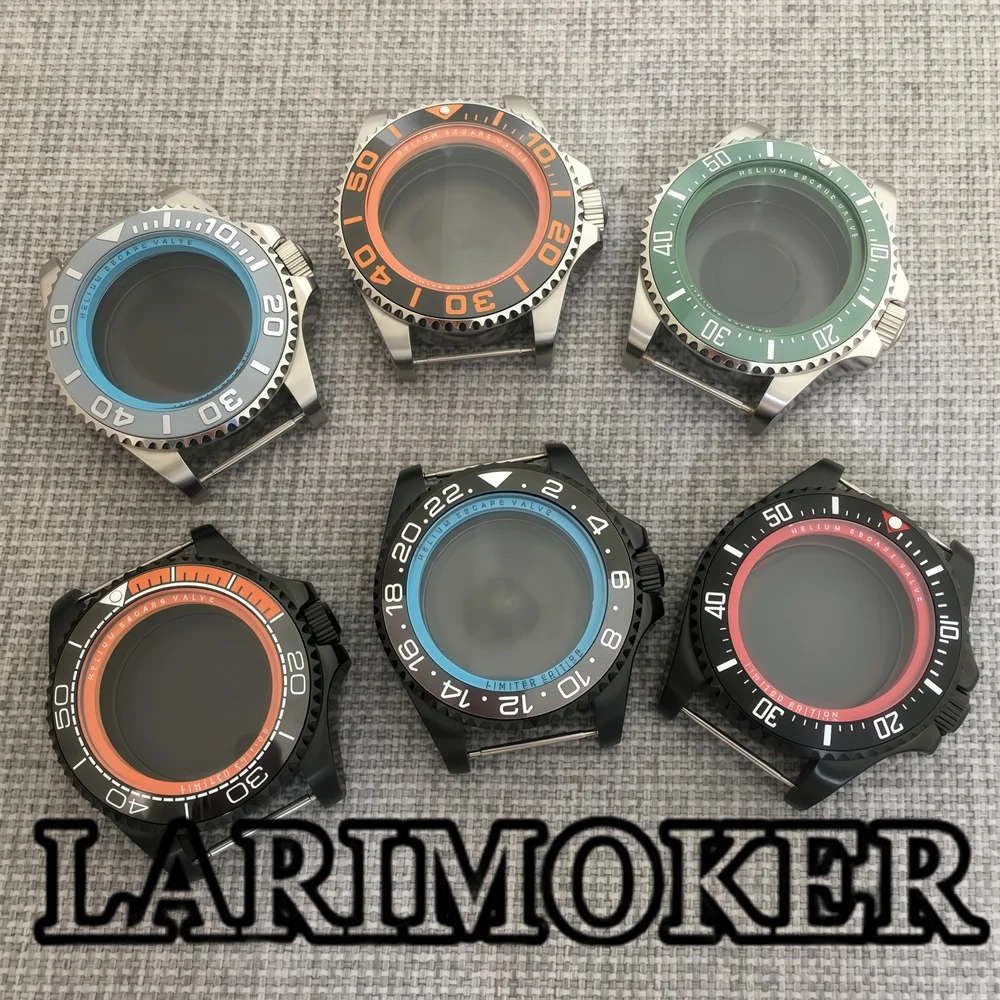 LARIMOKER 43mm black Silve Watch Case With Bezel Sapphire Glass Fit NH35 NH36 Miyota 8215 DG2813 ETA 2836 PT5000 Movement