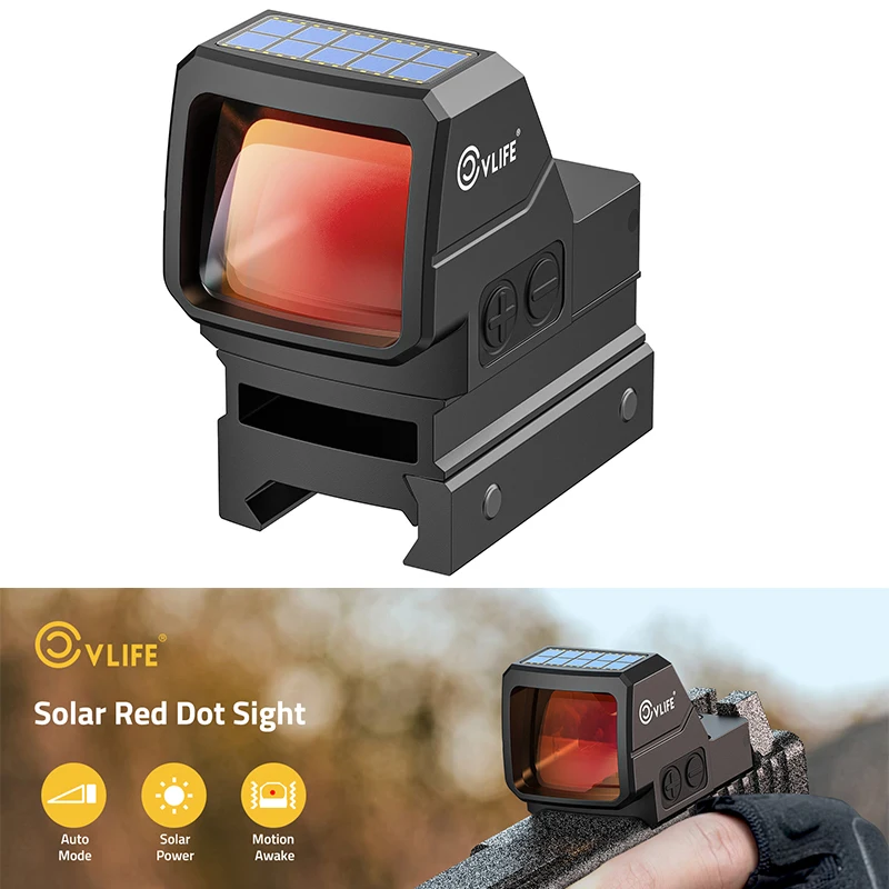 

CVLIFE Red Dot Sight 2MOA Dot & 40MOA Solar Power Reflex Optics Scope with Adapter for MOS & 21mm Picatinny Absolute Co-witness