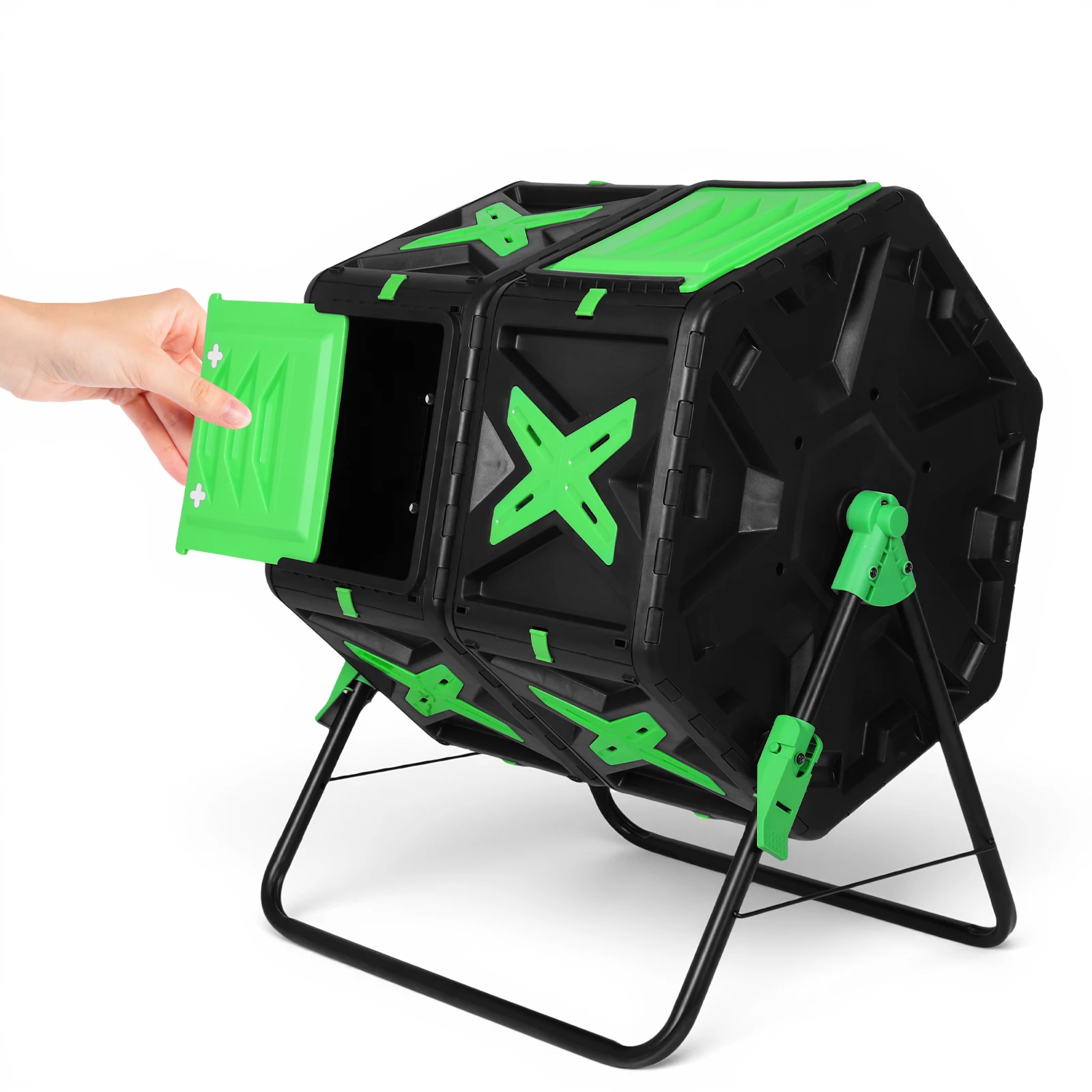 

140L Dual Chamber Compost Bin Fast Assemble Tumbling Composting Tumbler Easy Setup Rotating Composter for Patio/Garden/Yard