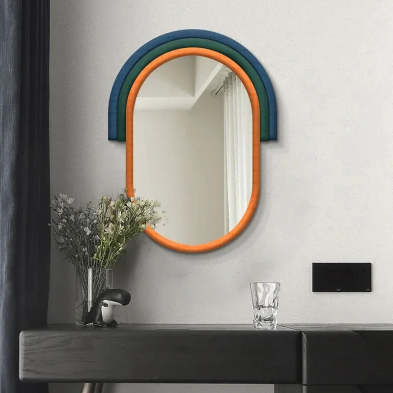 

Funky Bedroom Mirror Korean Style Nordic Bathroom Cute Mirror Circle Big Girls Aesthetic Wall Espelhos Living Room Decorations