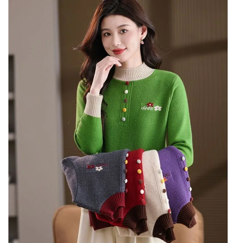 

Новые модные осенне-зимние короткие свитера, женские повседневные контрастные джемперы, пуловеры, женский свитер, теплая трикотажная рубашка