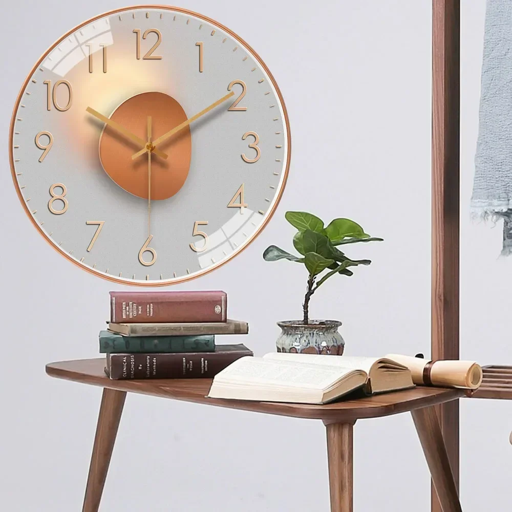 Classical Style Wall Clock Simple Digital Mute Non-ticking Wall Clock for Bedroom Living Room Sending Friends