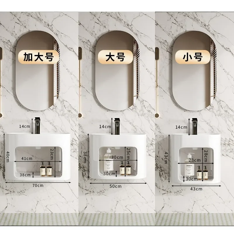 Modern White Ceramic Wall Mounted Bathroom Sink Small Space Saving Wash Basin Integrated Vanity Unit for Apartment Toilet