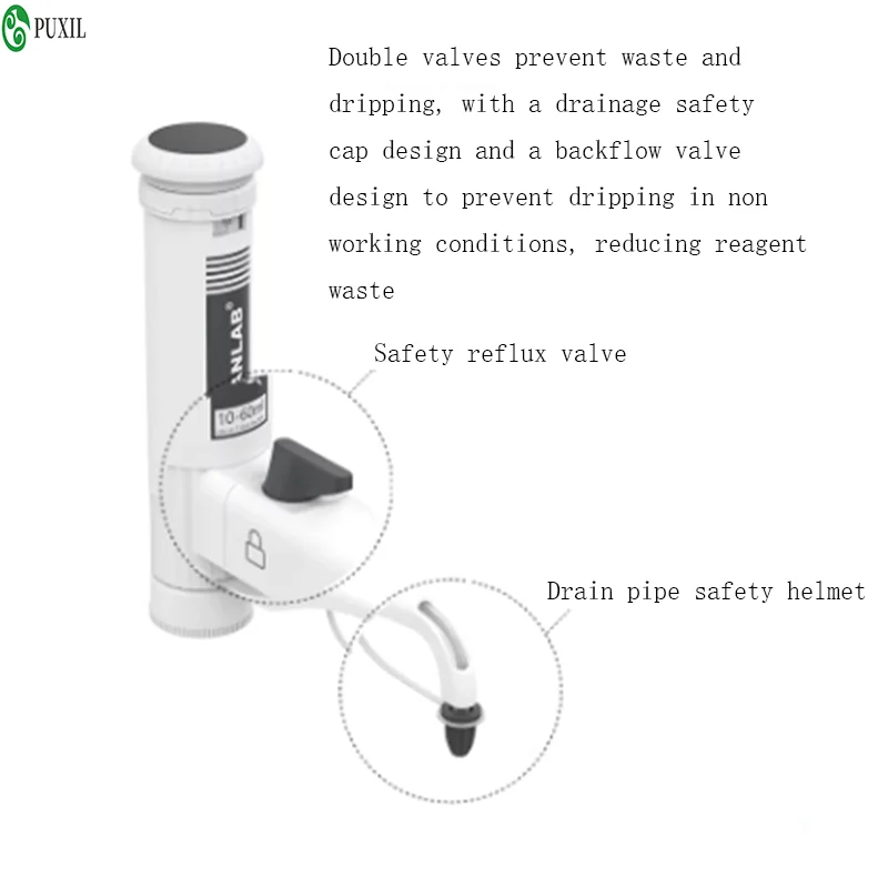 Instrument Bottle Mouth Liquid Dispenser Laboratory 10/30/60ml Sleeve Adjustable Quantitative Liquid Dispenser Bottle Dispenser