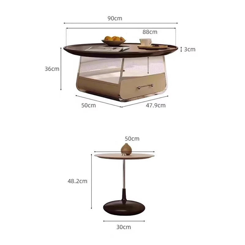 Nordic Style Sets Coffee Table Round Trendy Luxury Modern Coffee Table Living Room Hidden Storage Table De Salon Home Furniture