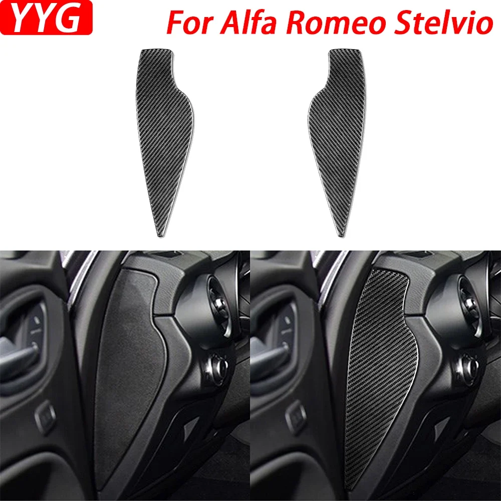 

For Alfa Romeo Stelvio 2016-2022 Carbon Fiber Dashboard Both Sides Front Slot Panel Interior Car Accessories Cover Trim Sticker
