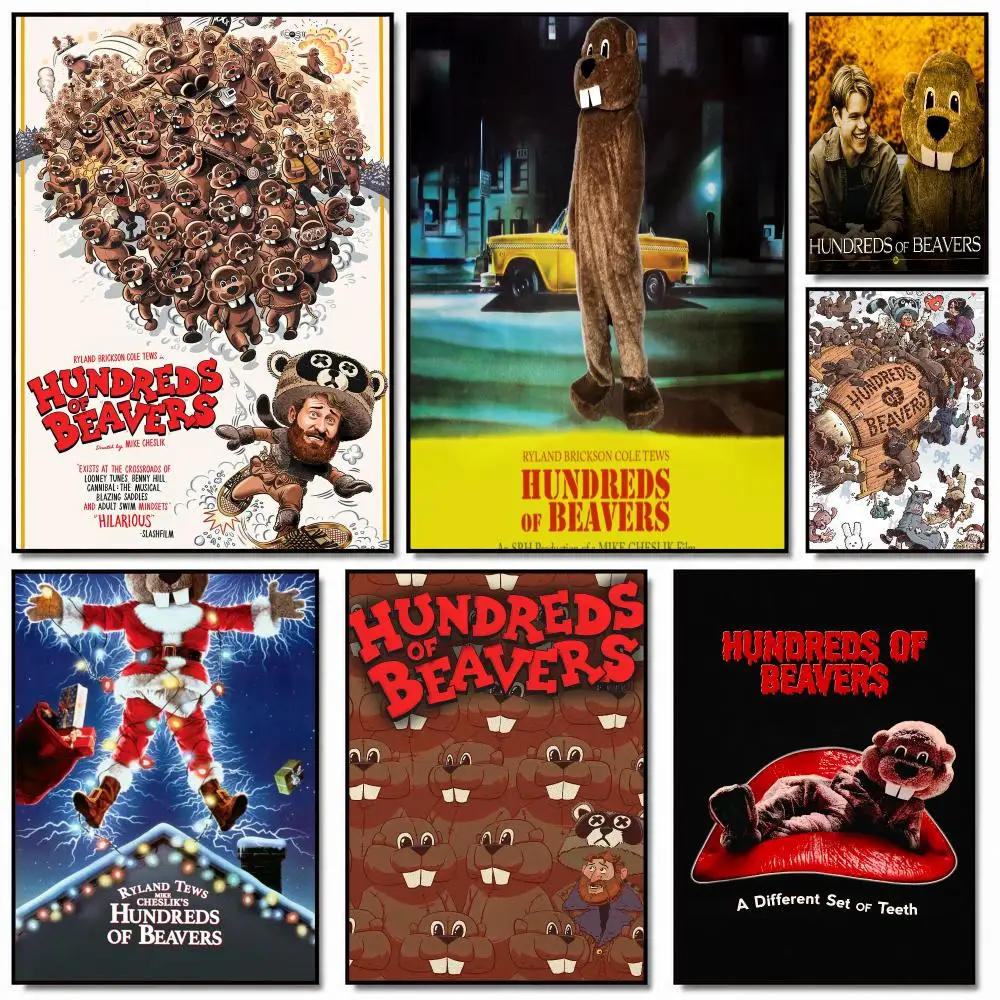 classic movie H-Hundreds of Beavers-S Poster Removable Wall Sticker for Home Cafe Bar Office Interior Decor