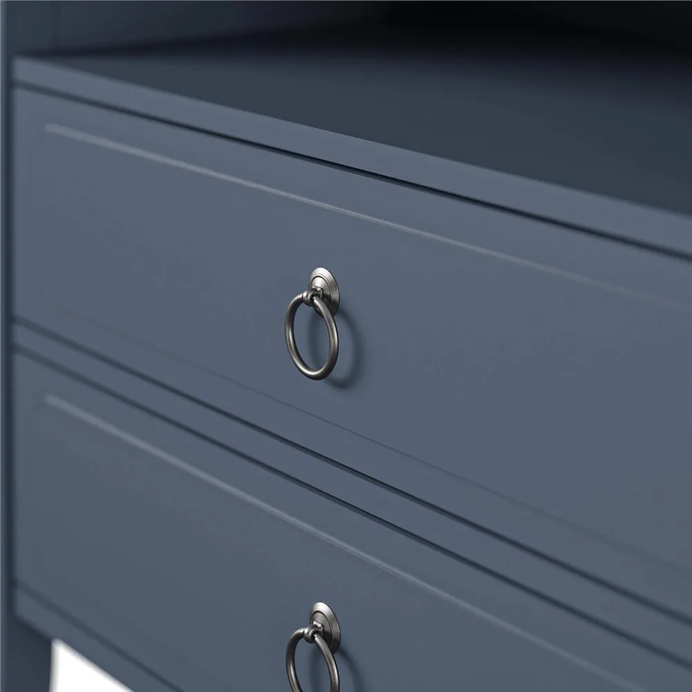 Her Majesty 2 Drawer Nightstand, Blue, Made of Painted MDF with Real Wood Legs, Suitable for Bedrooms and Living Rooms image 4