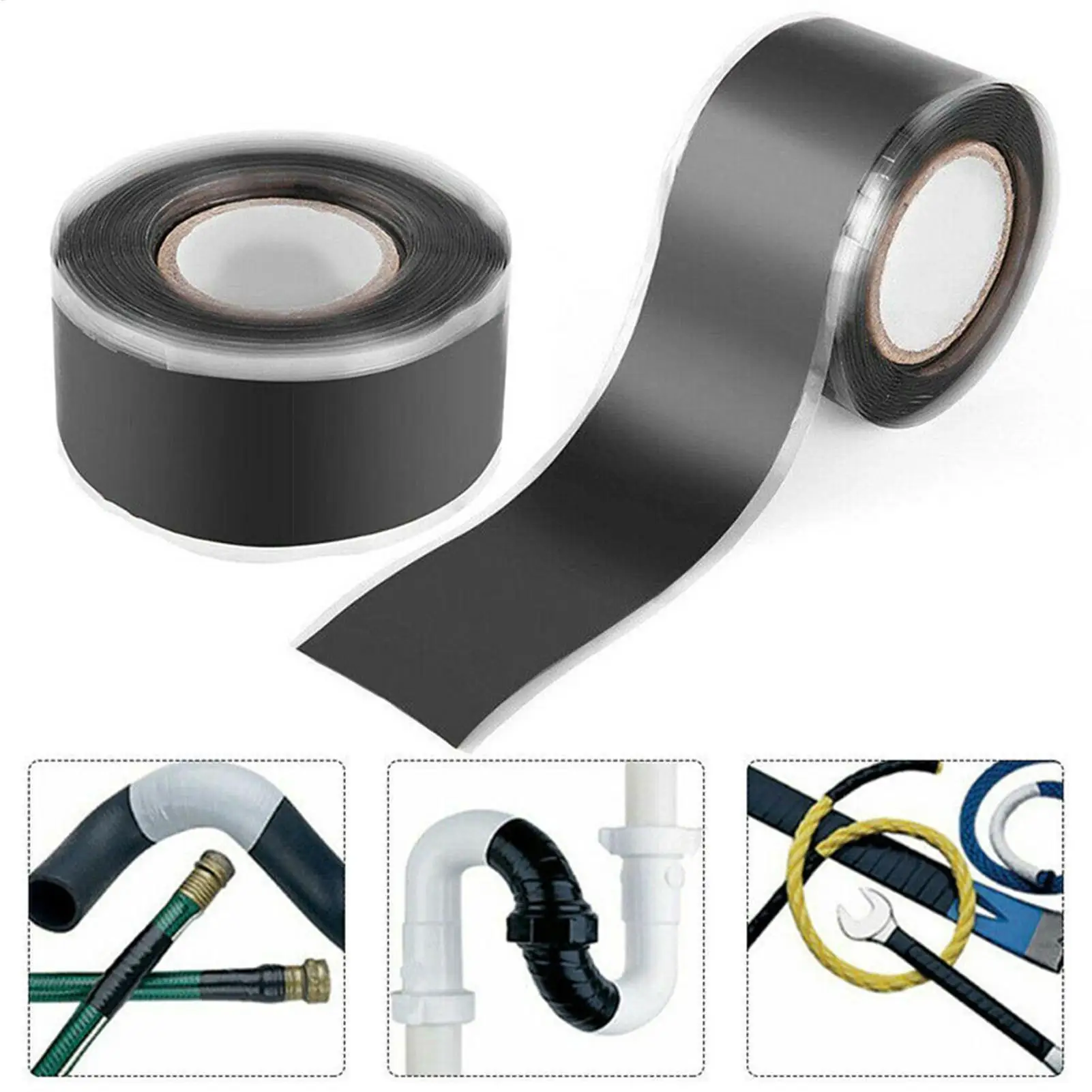 2.5*150cm Waterproof Self-Fusing Silicone Tape for Pipe Leak Repair Highly Elastic for Plumbing Automotive Electrical Garage