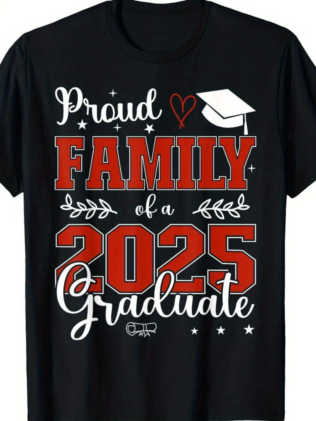 

Гордая сестра класса 2025 года — черная выпускная футболка, желто-белая стрелка, круглый вырез, короткая одежда SlCloarty