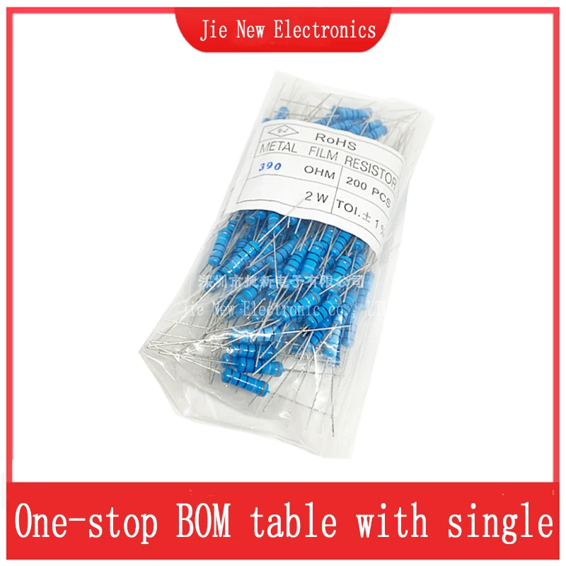 200PCS/LOT 2W 0.1R-10M 1%  Metal Film Resistor  0.22R 0.5R 1R 4.7R 10R 100R 330R 390R 820R 1K 10K 100K 680K 1M 4.7M 7.5M Ohm