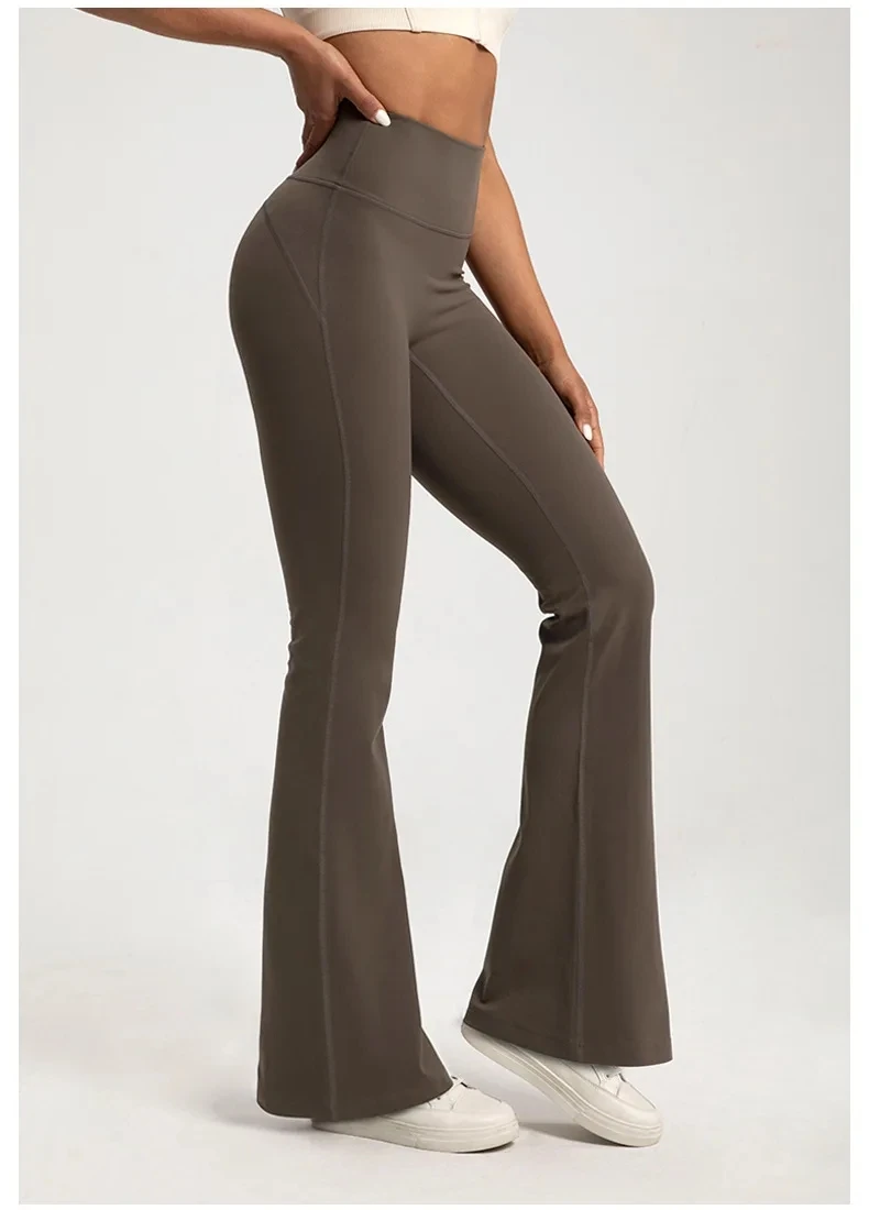 Damen High-Waist Elastische Schlaghose mit Taillenbund, Hüftstraffend, für Fitness, Yoga, Freizeit, Outdoor, Laufen – Detail 2