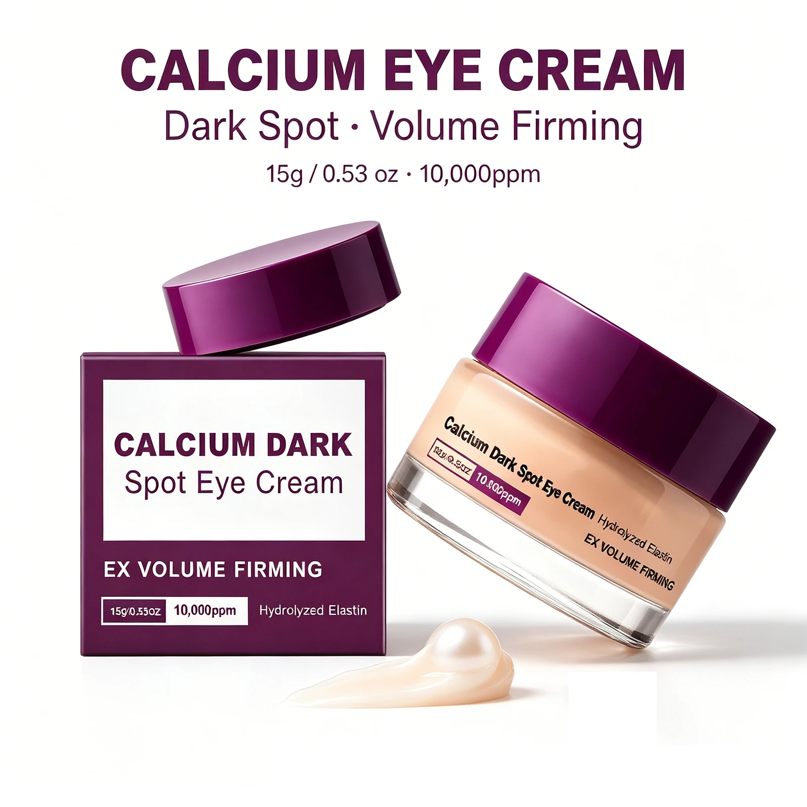 

Calcium Eye Cream Dark Circle Reducer Under Eye Bags Firming Hydrolyzed Elastin Moisturizing Brightening Korean Skincare 15g