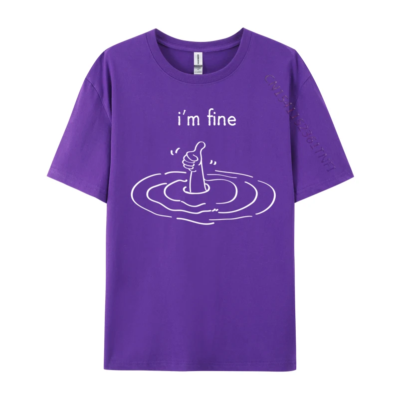 I m Fine Like Hand Thumbs Up On Water Surface I m Fine Normal T Shirts Autumn Tees Retro Cotton Fabric Casual Top T-shirts