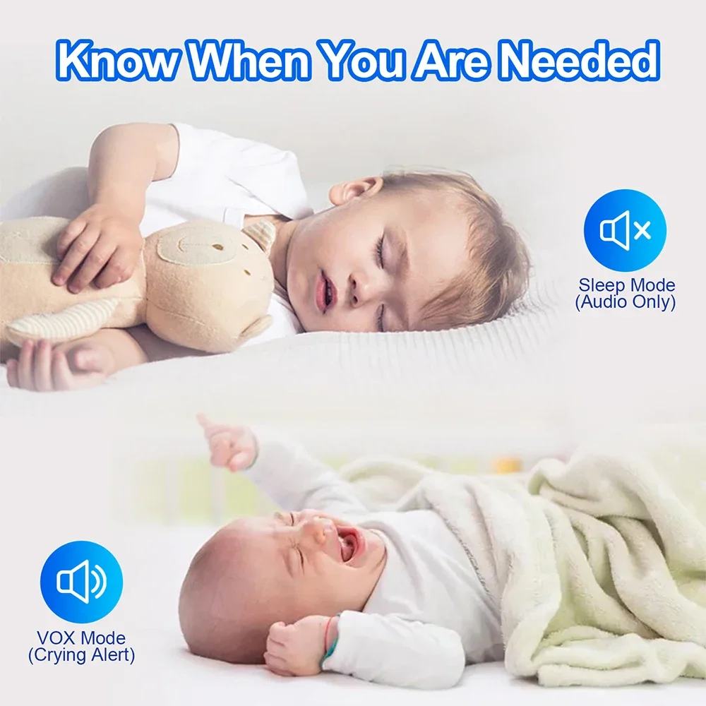 7 Inch Video Baby Monitor Night Vision No WiFi 4X Zoom Temperature Monitoring Two Way Audio Talk Baby Nanny Security PTZ Camera view 5