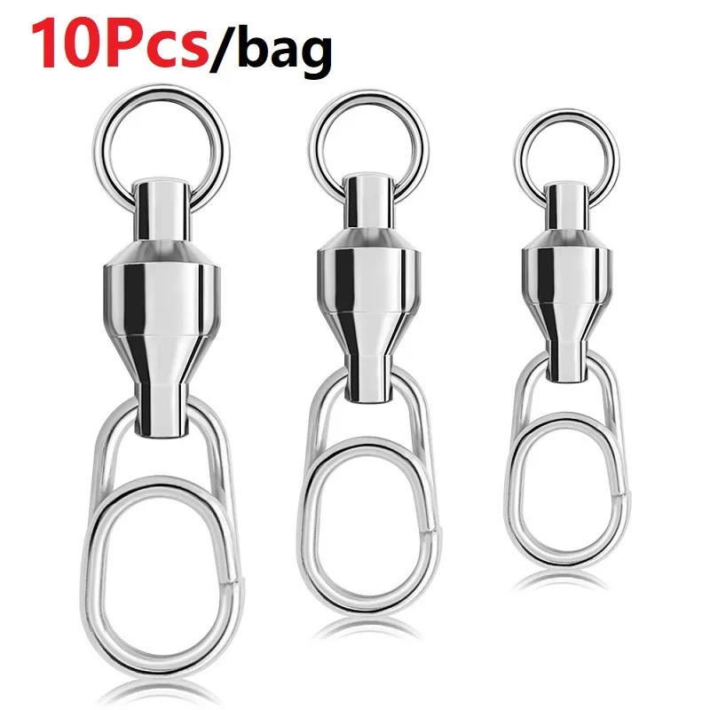 10Pcs Fishing Lure Bait Connector Stainless Steel High Quality Double Swivel Rings Oval Split Rings Fishing Tackle Accessories