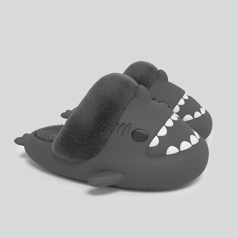 الأطفال المنزل بلون داخلي عدم الانزلاق نعال قماش الفتيان الشتاء القرش نعال من القطن الفتيات مقاوم للماء سميكة الصوف الدافئة #2