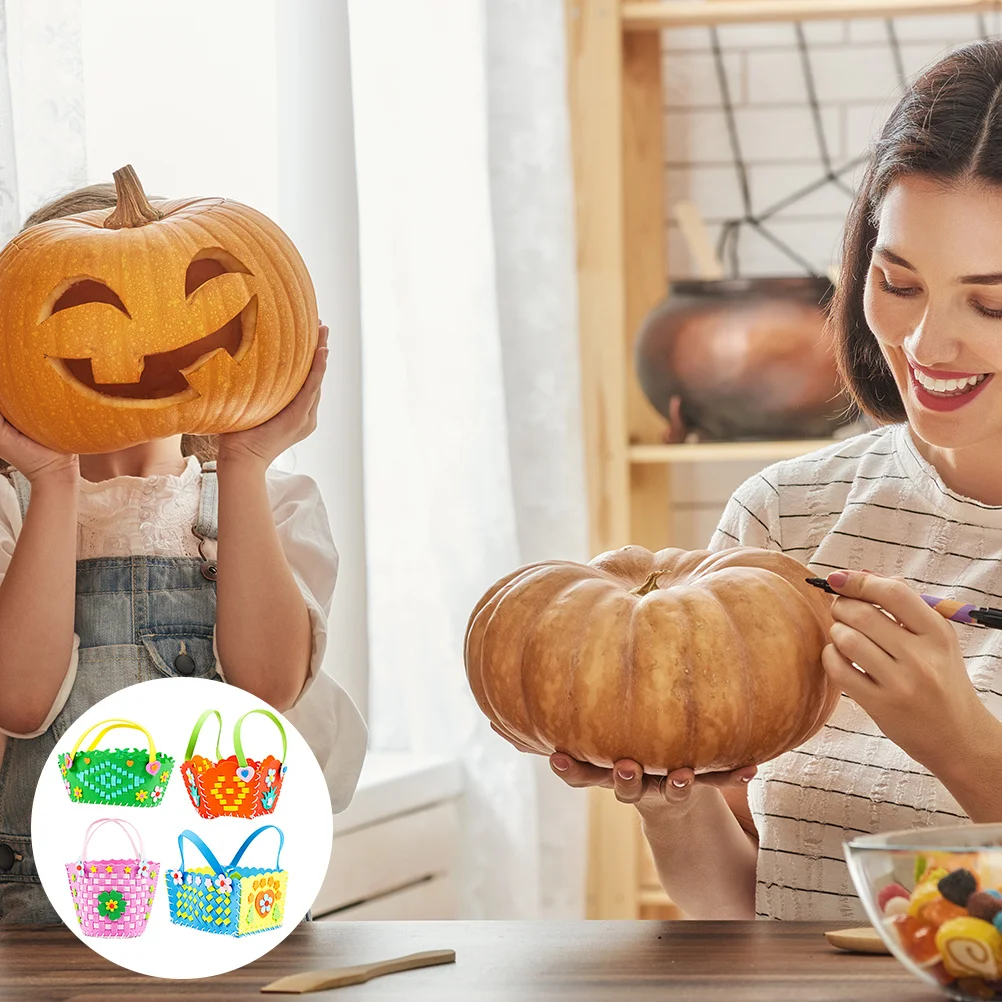 4 قطعة سلة مغزولة يتوهم للأطفال لتقوم بها بنفسك إيفا محبوكة اليدوية سلة عدة رياض الأطفال الحرفية فئة الاستخدام التعليمي التفاعلي #1