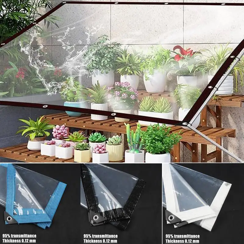 95% Transparent Waterproof Tarpaulin Garden Rainproof Clear PEVA Material Poly Tarp Plant Cover Insulation Shed Cloth