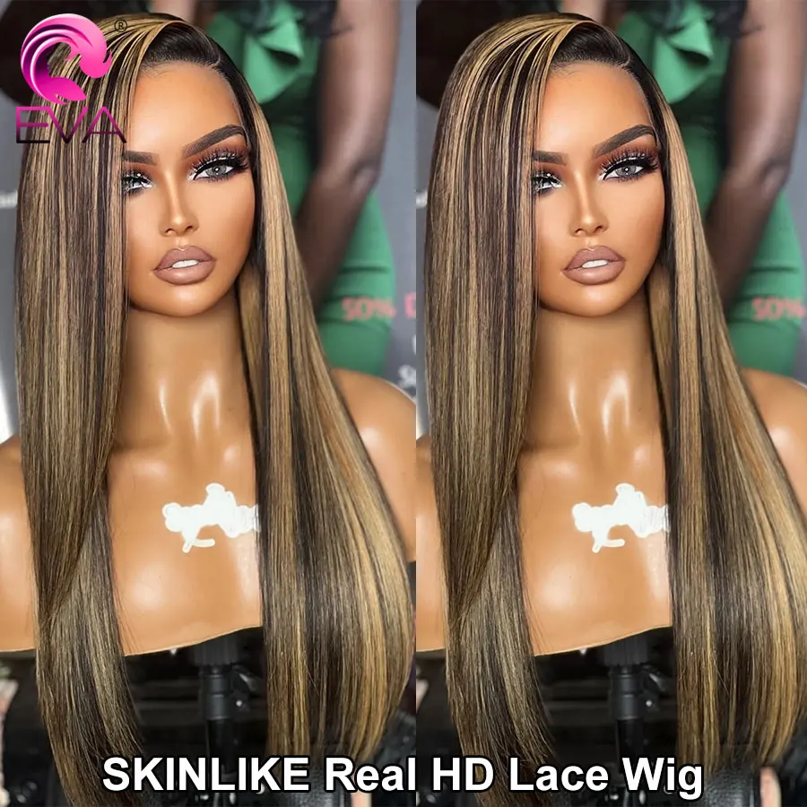 

Eva Silky Straight Highlight Skinlike Real HD Lace Wig Glueless Ready Wear HD Lace Closure Wig Ultra Thin HD Film Lace Melt Skin