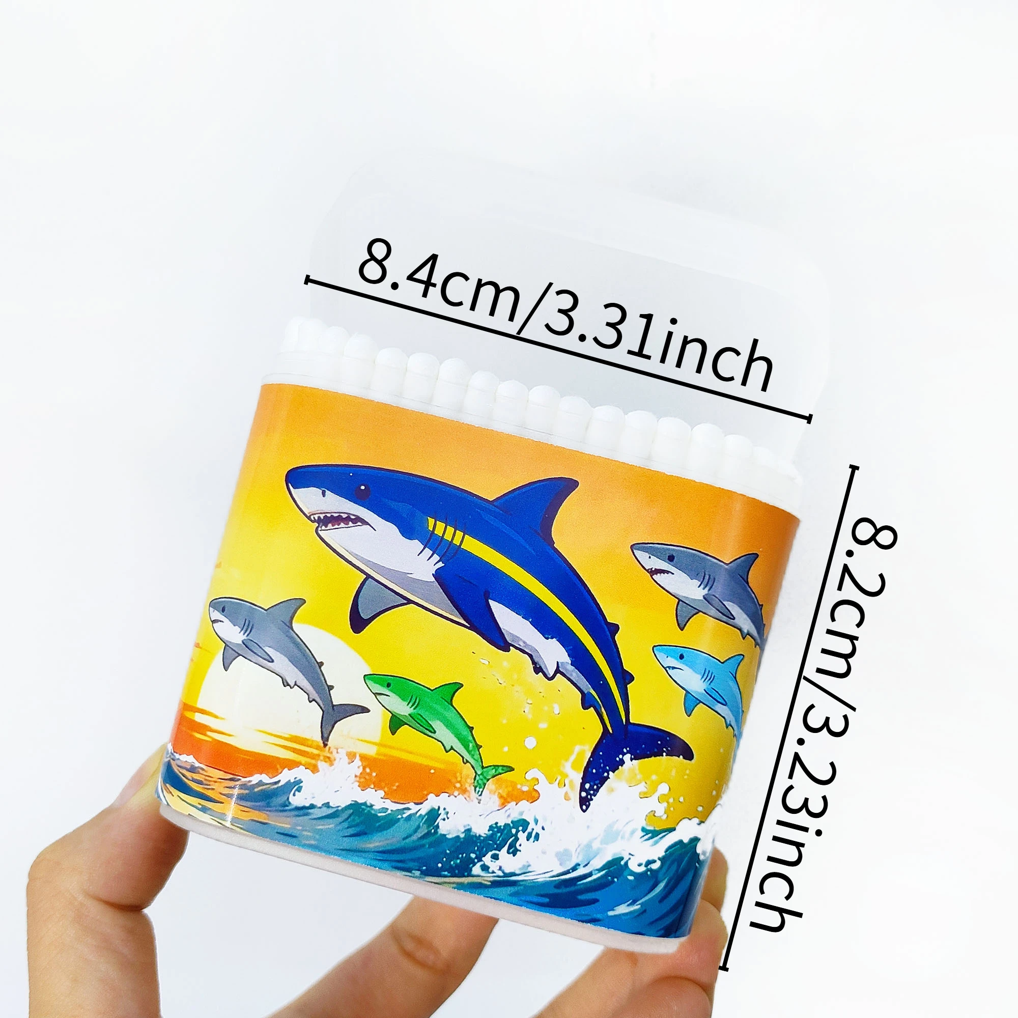 200 uds/400 Uds hisopo de algodón con temática de tiburón hisopo de algodón con patrón creativo cuchara de tornillo de doble cabeza multifuncional hisopo de algodón.