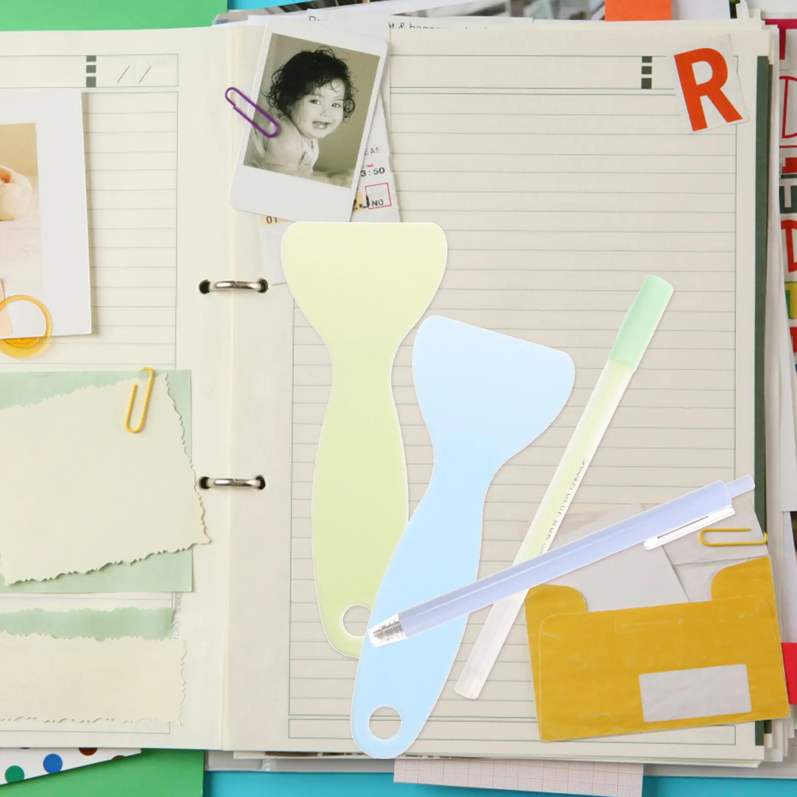 2 Sets de Herramientas para Scrapbooking: Cuchilla, Espátula, Pinzas, Kit de Herramientas para Manualidades, Suministros para Scrapbooking
