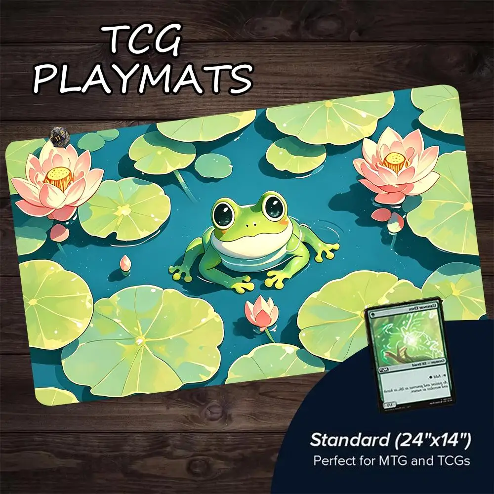 Kawaii Frogs Magic Party Game PlayMat Durable Rubber for MTG&TCG Games Party 35X60cm Mouse Pad Offices Desk Mats Friendly Design