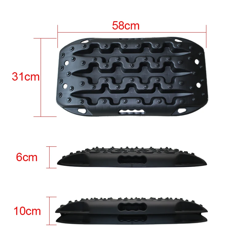 Super-Tough Nylon 58cm Car Recovery Traction Boards Emergency Mini-Size Tracks Traction Mat for Off-Road Sand Mud Snow Rescue