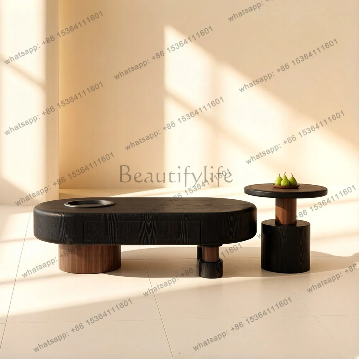 

Medieval oval coffee table Italian minimalist living room household small apartment log coffee table