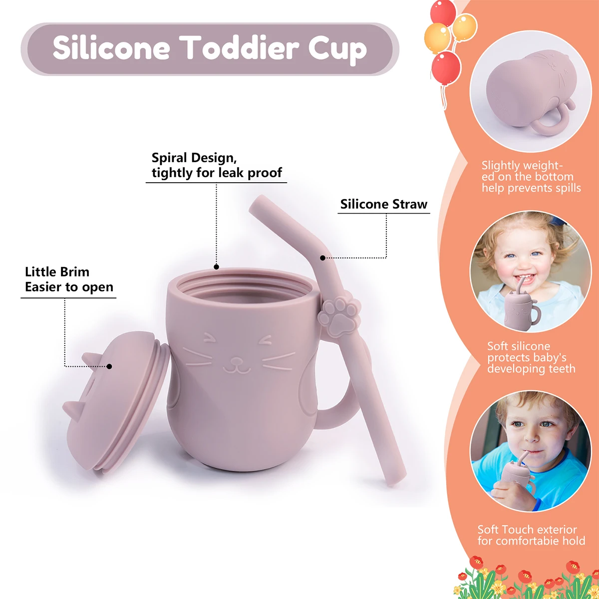 1pcs Child Feeding Silicone Cups For Young Children Portable Learning Hand Shank Drinking Water Cups 150ml 5oz Kids Stuff gifts