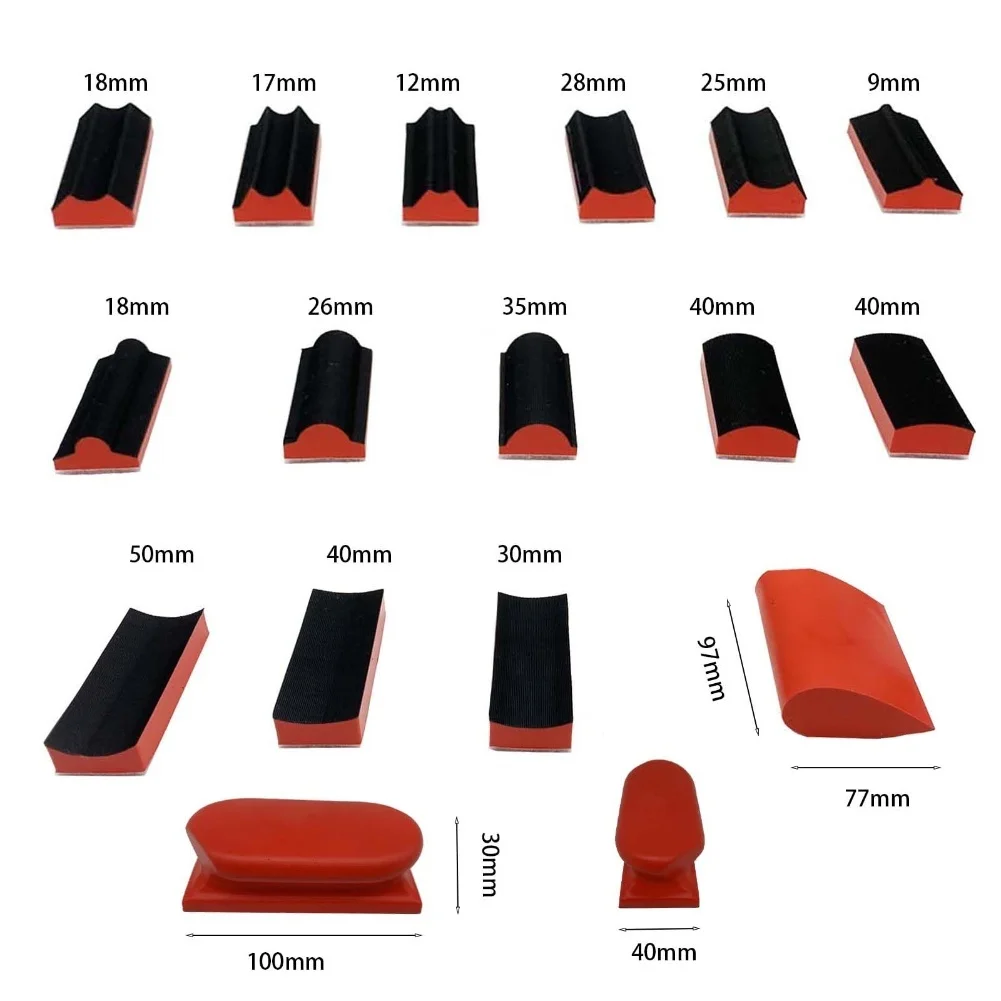 16 Piece Contoured Sanding Blocks Kit with 40 Sandpaper Sheets 60 80 120 180 240 320 400 600 Grit for DIY Wood Sanding