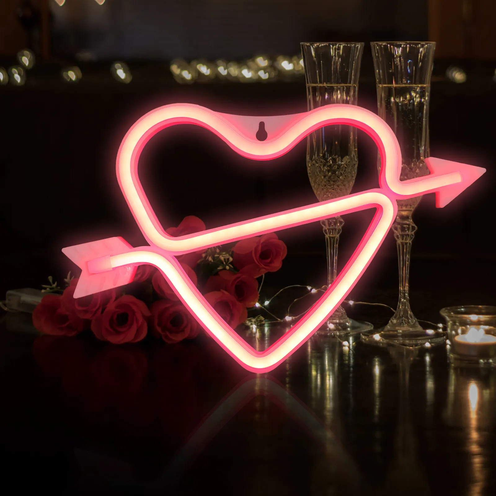 

Red Cupid Bow Neon Light LED Heart Design Decorative Lamp Night Light Wall Decor for Party Birthday Wedding Festival