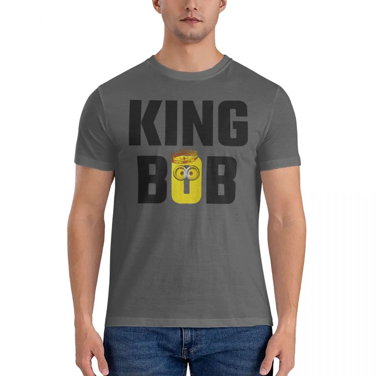 Creative King Bob T-Shirts Men O Neck Pure Cotton T Shirt Despicable Me Short Sleeve Tee Shirt Printed Clothes