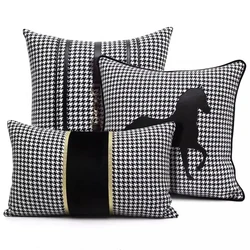 30x50/45/50cm luxury black white houndstooth cushion cover sofa imitation leather horse pillowcase decorative throw pillow cover