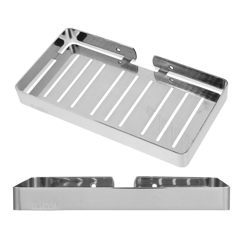 

Stainless Steel Soap Holder Wall Mounted No Punch Silver Bath Tray Shower Dish Bar Rack Bathroom Accessories Metal Soap