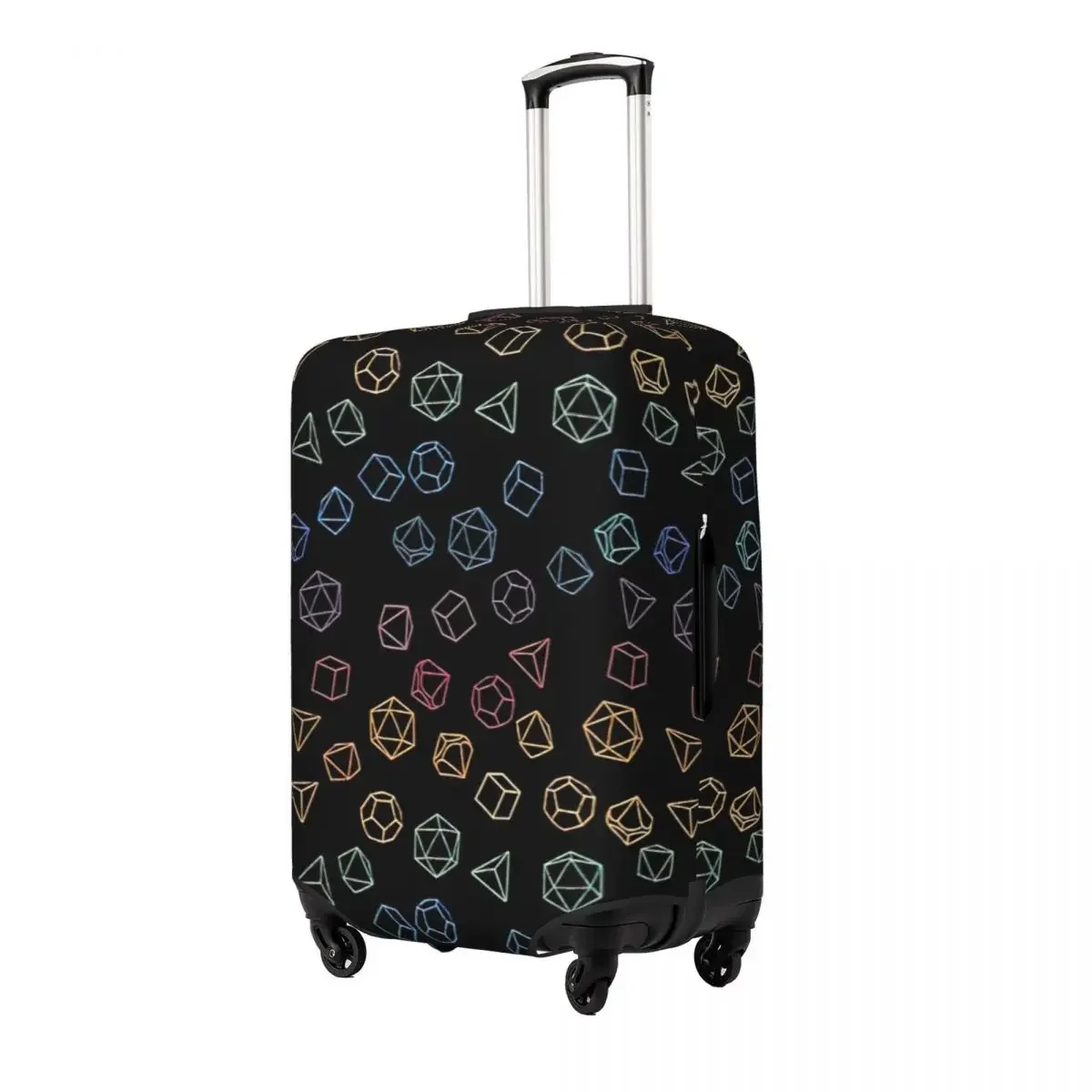 DnD Dice Rainbow On Black Pattern Luggage Protective Dust Covers Elastic Waterproof 18-32inch Suitcase Cover Travel Accessories